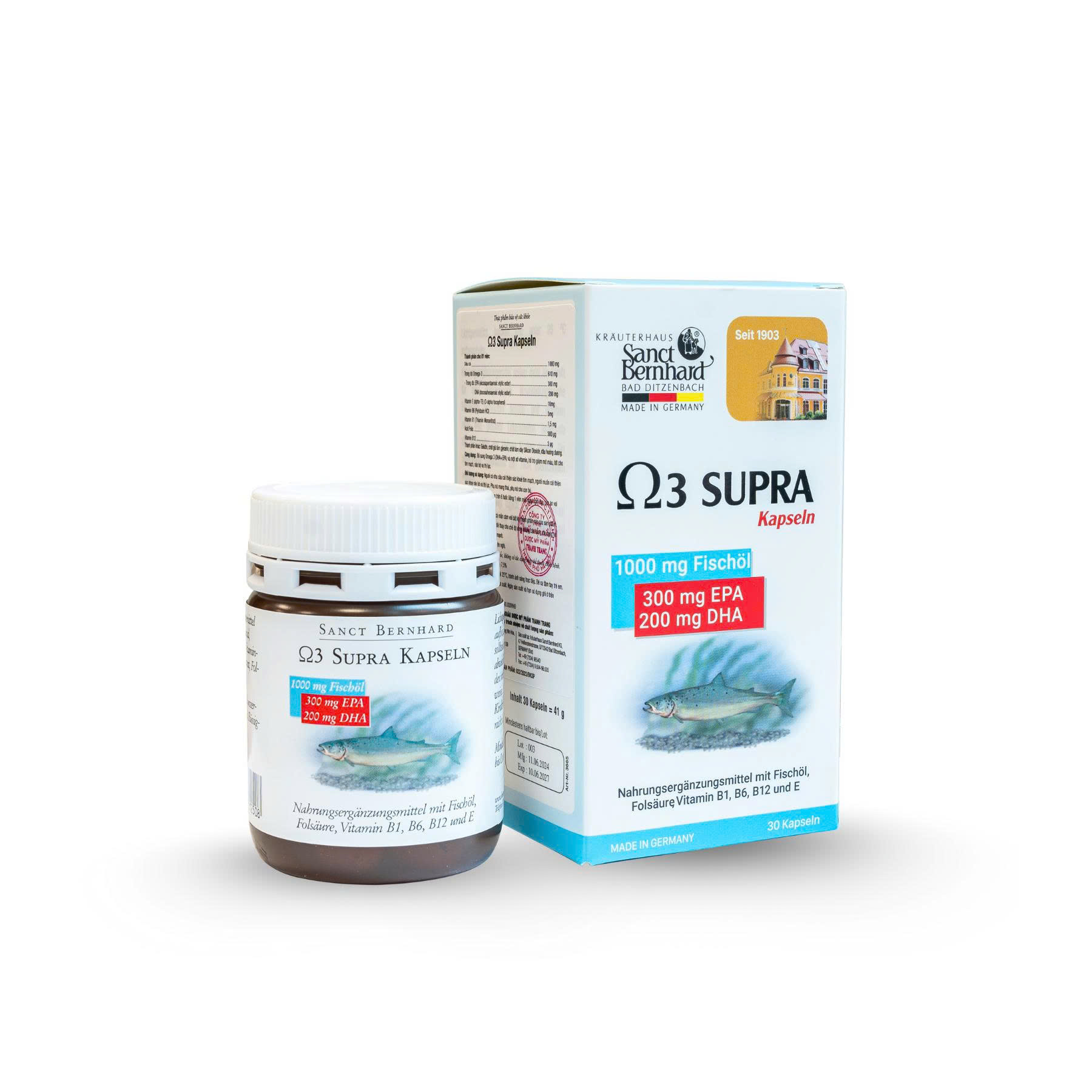 Viên nang dầu cá bổ sung Omega 3 Supra 1000 mg